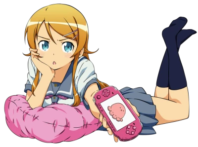 Anime Girl Holding Pink PSP Clipart