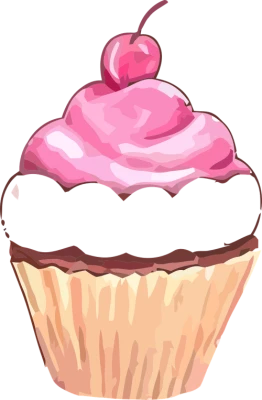 Pink Strawberry Cupcake Illustration Transparent Background