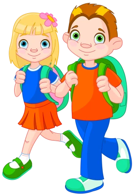 Happy School Kids Walking Clipart