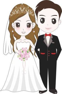 Cute Chibi Wedding Couple PNG Image