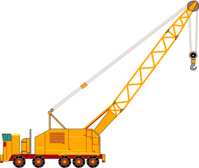 Yellow Mobile Crane Illustration Free PNG