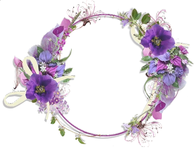 Purple Flower Wreath Frame PNG Image