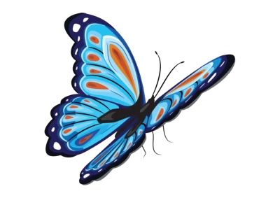 Beautiful Blue Butterfly Illustration PNG Image