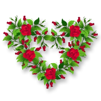 Red Rose Heart Wreath Free PNG