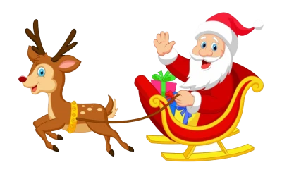 Santa Claus On Sleigh With Reindeer Clipart