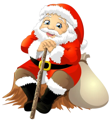 Santa Claus Sitting On Stump Clipart
