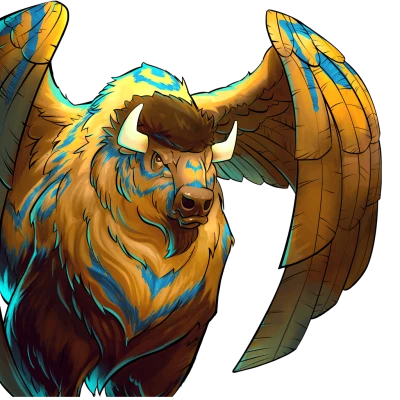Winged Buffalo Fantasy Creature Free PNG