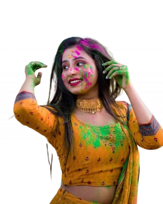 Indian Woman Celebrating Holi Festival Free Download PNG