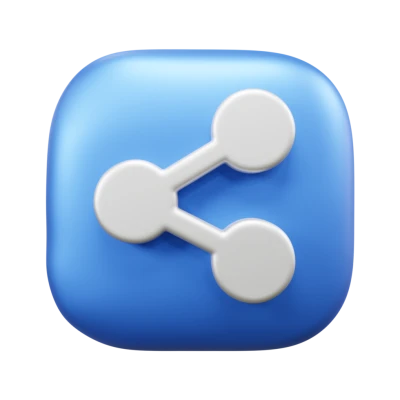 Blue 3D Share Button Icon Free PNG