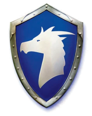 Blue Knight Shield with White Dragon Emblem Free Download PNG