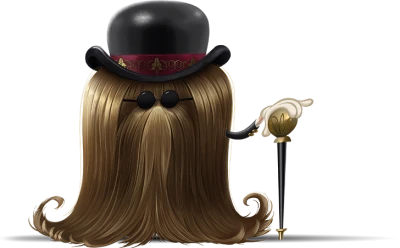 Hairy Monster Character With Bowler Hat Transparent Background