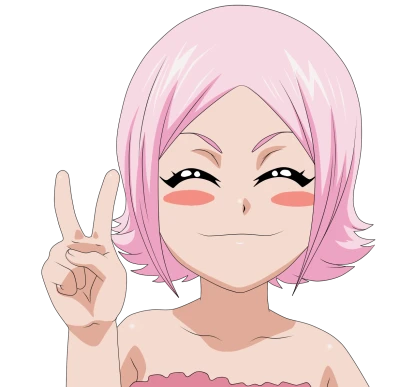 Anime Girl Pink Hair Peace Sign PNG Image