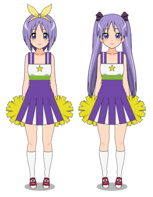 Two Anime Cheerleader Girls Transparent Background