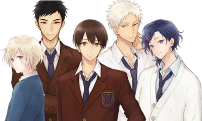 Handsome Anime Boys School Group Clipart