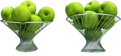 Green Apples In Wire Fruit Bowls Free PNG