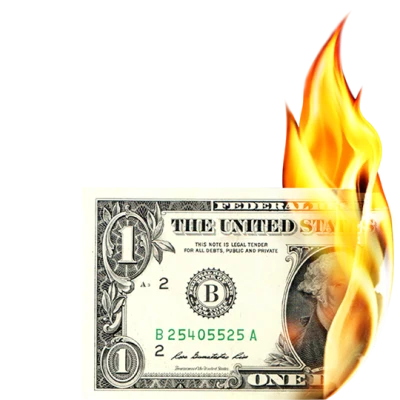 Burning One Dollar Bill Money Free PNG