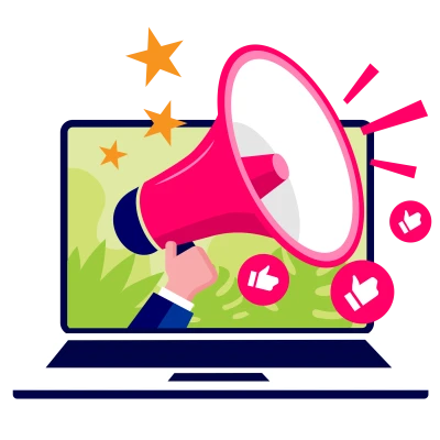 Digital Marketing Megaphone From Laptop Free PNG