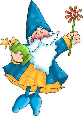 Cute Blue Gnome With Star Wand PNG Image