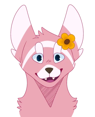 Pink Furry Fox Character With Flower Transparent Background
