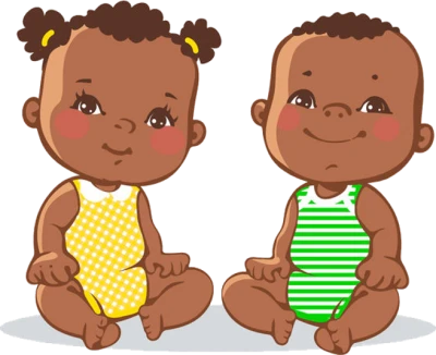 Two Cute African American Babies Transparent Background
