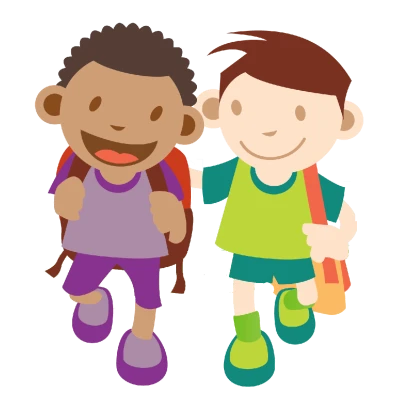 Two Happy Little Boys Going To School Transparent Background