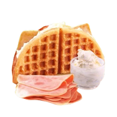 Waffle With Ham And Cream Transparent Background