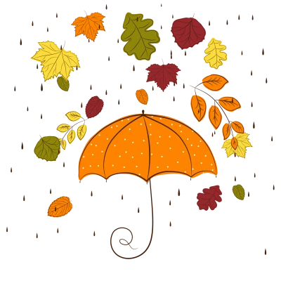 Autumn Leaves And Umbrella Free PNG