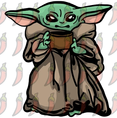 Baby Yoda Grogu Coffee Transparent Background