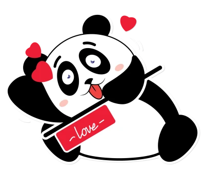 Cute Panda In Love Transparent Background
