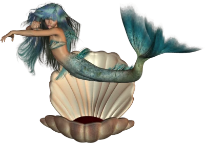 Mermaid In Seashell 3D Clipart