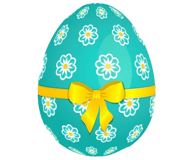 Teal Easter Egg With Ribbon Transparent Background