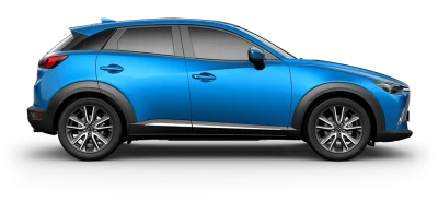 Blue Mazda CX 3 SUV Side Transparent Background