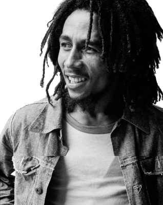 Bob Marley Smiling Portrait PNG Image