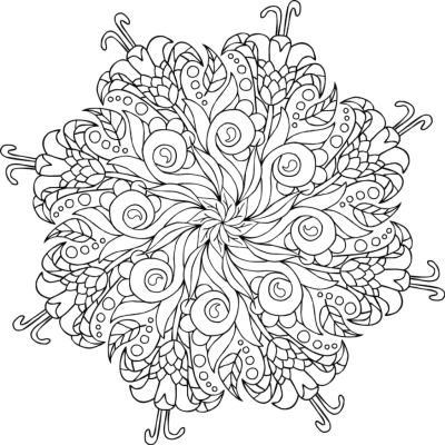 Floral Mandala Line Art Transparent Background