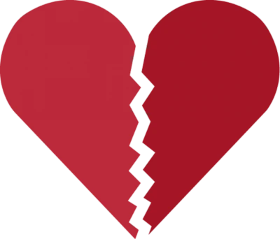 Simple Red Broken Heart PNG Image