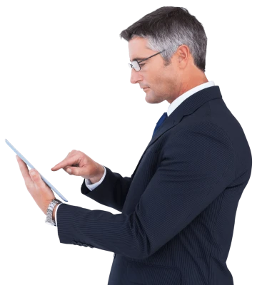 Businessman Using Tablet PNG Image