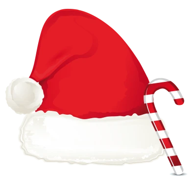 Santa Hat with Candy Cane Free PNG