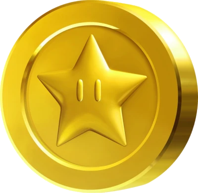 Free Super Mario Star Coin 3D PNG
