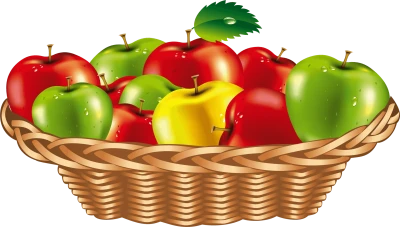 Free Fresh Apples in Wicker Basket PNG