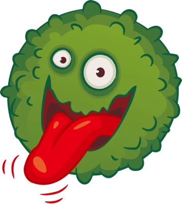 Cute Green Germ Monster Cartoon Clipart