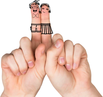 Free Funny Wedding Couple Drawn on Fingers PNG
