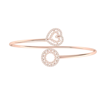 Diamond Heart Rose Gold Bracelet PNG Image
