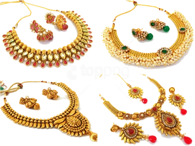 Collection Of Gold Necklace Sets Free PNG