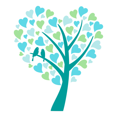 Love Tree With Heart Leaves And Birds Free PNG