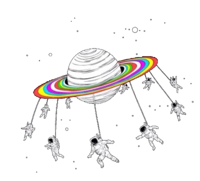 Astronauts Swinging On Saturn Rings Transparent Background