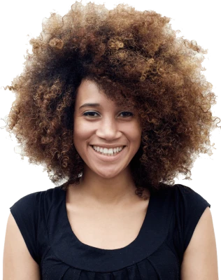Smiling Woman With Curly Afro Hair Free PNG