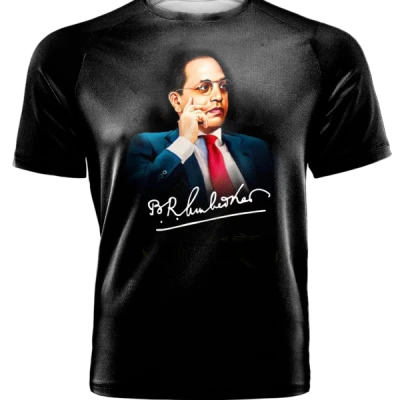 Black T-Shirt With BR Ambedkar Print PNG Image