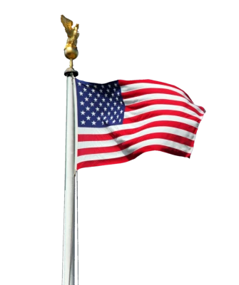American Flag Waving On Flagpole Clipart