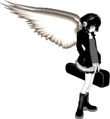 Anime Girl With Angel Wings And Guitar Transparent Background