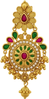 Gold Indian Jhumka Earring With Stones Transparent Background